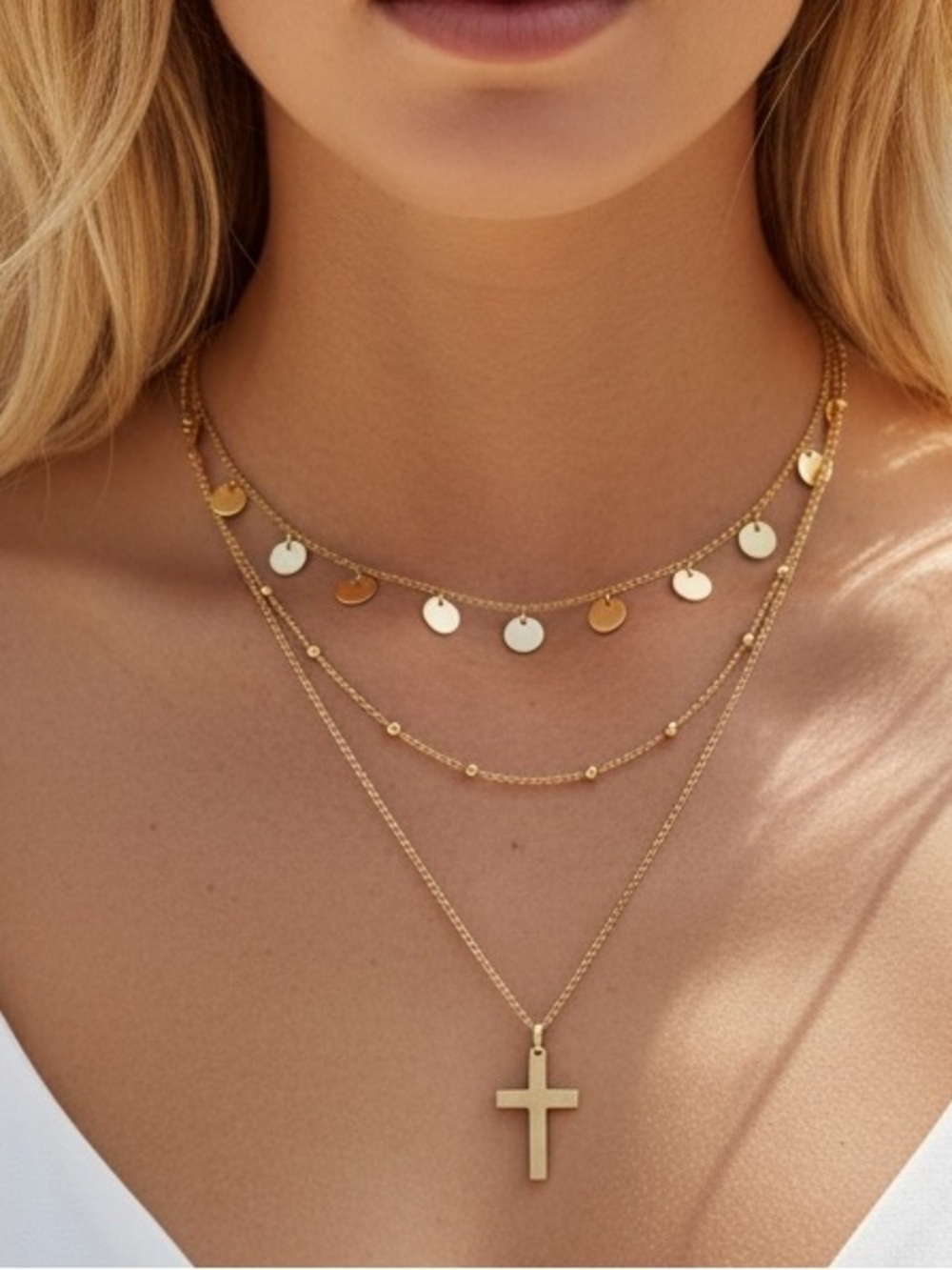 “Infinite Faith” Indie Boho Cross Layered Necklace - Picture 1 of 4